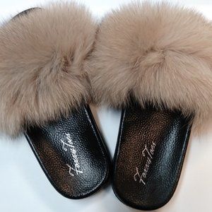 Premium Fox Fur Slides | TEDDY | Foxxytoes